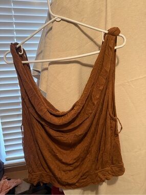 Free People Brown Cowl Crop Tank Top